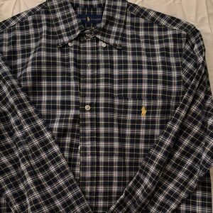 Polo by Ralph Lauren Men's Navy and White Checkered Shirt